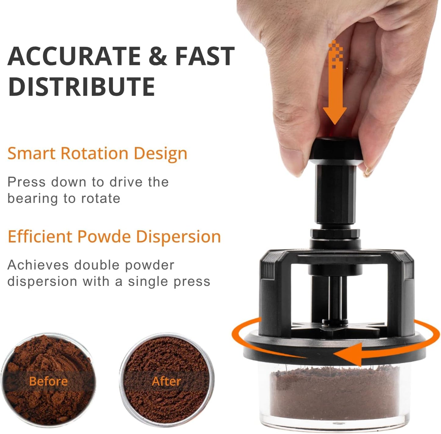 WDT Tool Espresso 51mm, 9 Needle Espresso Stirrer Distribution Tool for Barista, Adjustable Depth Espresso Needle Distributor with Magnetic Base (51mm)