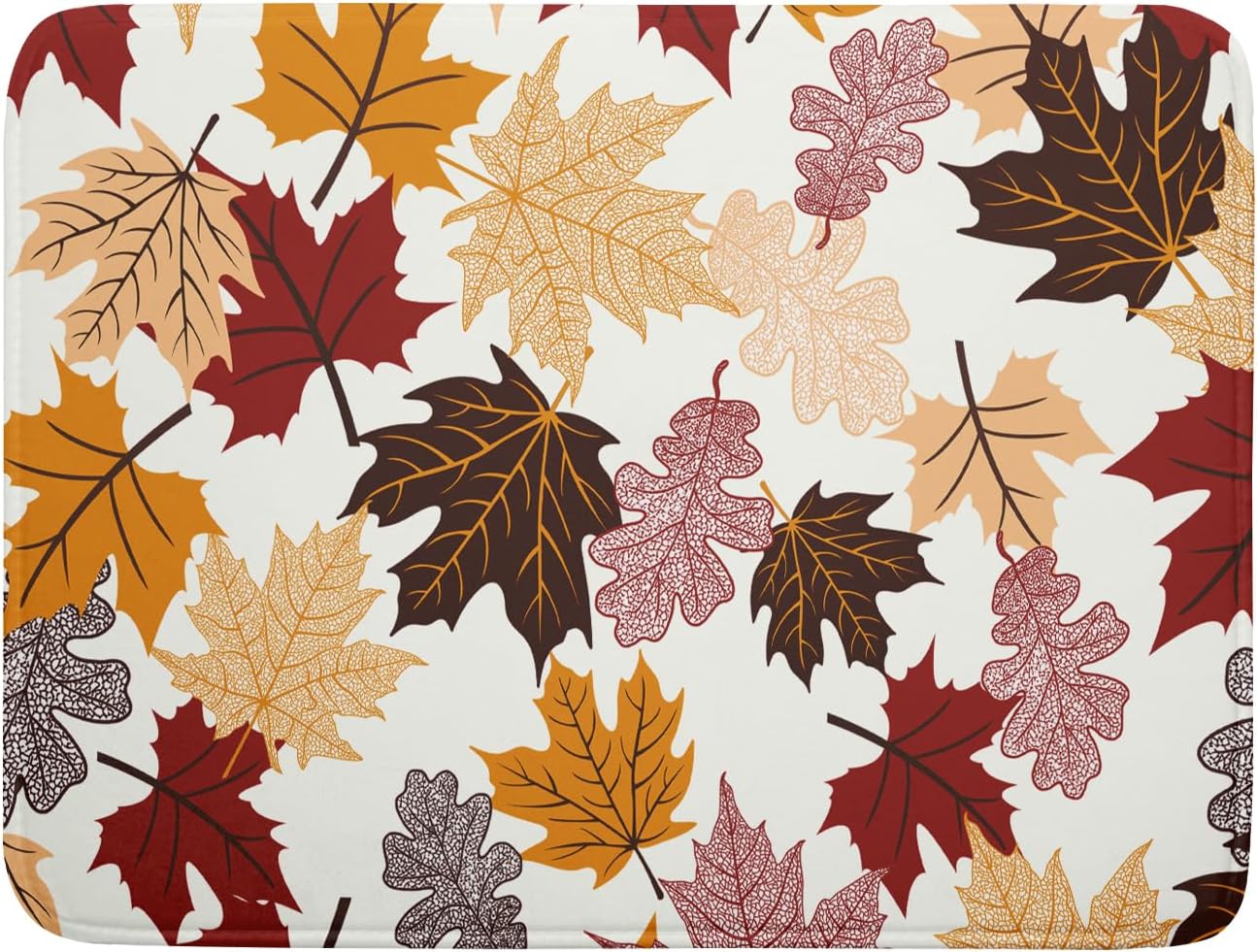 Giwawa Maple Leaf Dish Drying Mat Large 18x24 inches Fall Autumn Colorful Leaves Dish Drainer Mats Thanksgiving Decorative Fast Drying Reversible Absorbent Dish Drying Pad for Kitchen Countertop