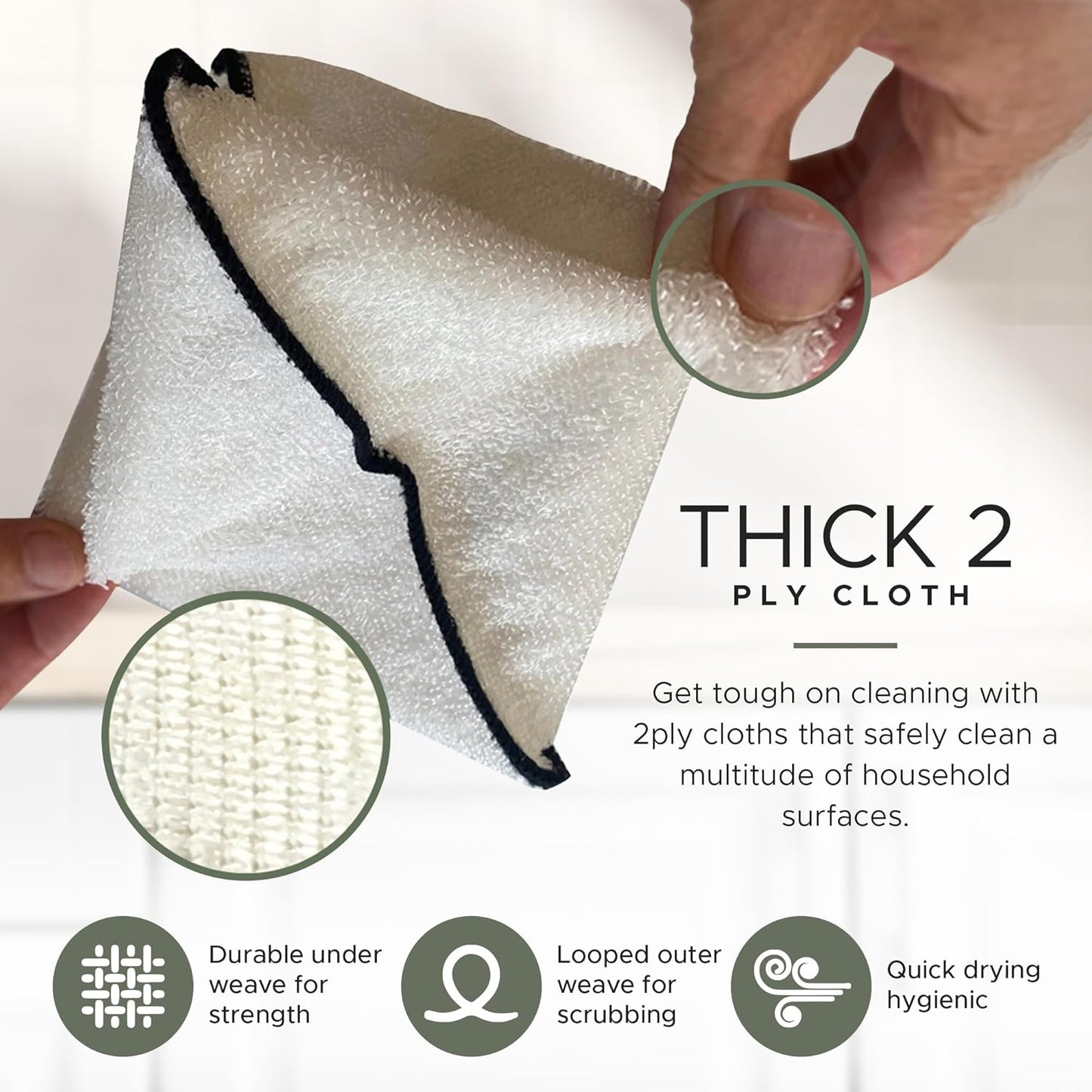 Whiffkitch Dishcloths & Cleaning Cloths - Drying, Durable, Absorbent Washcloths, Non-Scratch, Hygienic, Multi-Surface Cleaning, 6x7 Inches Solid Color, 6 Pack