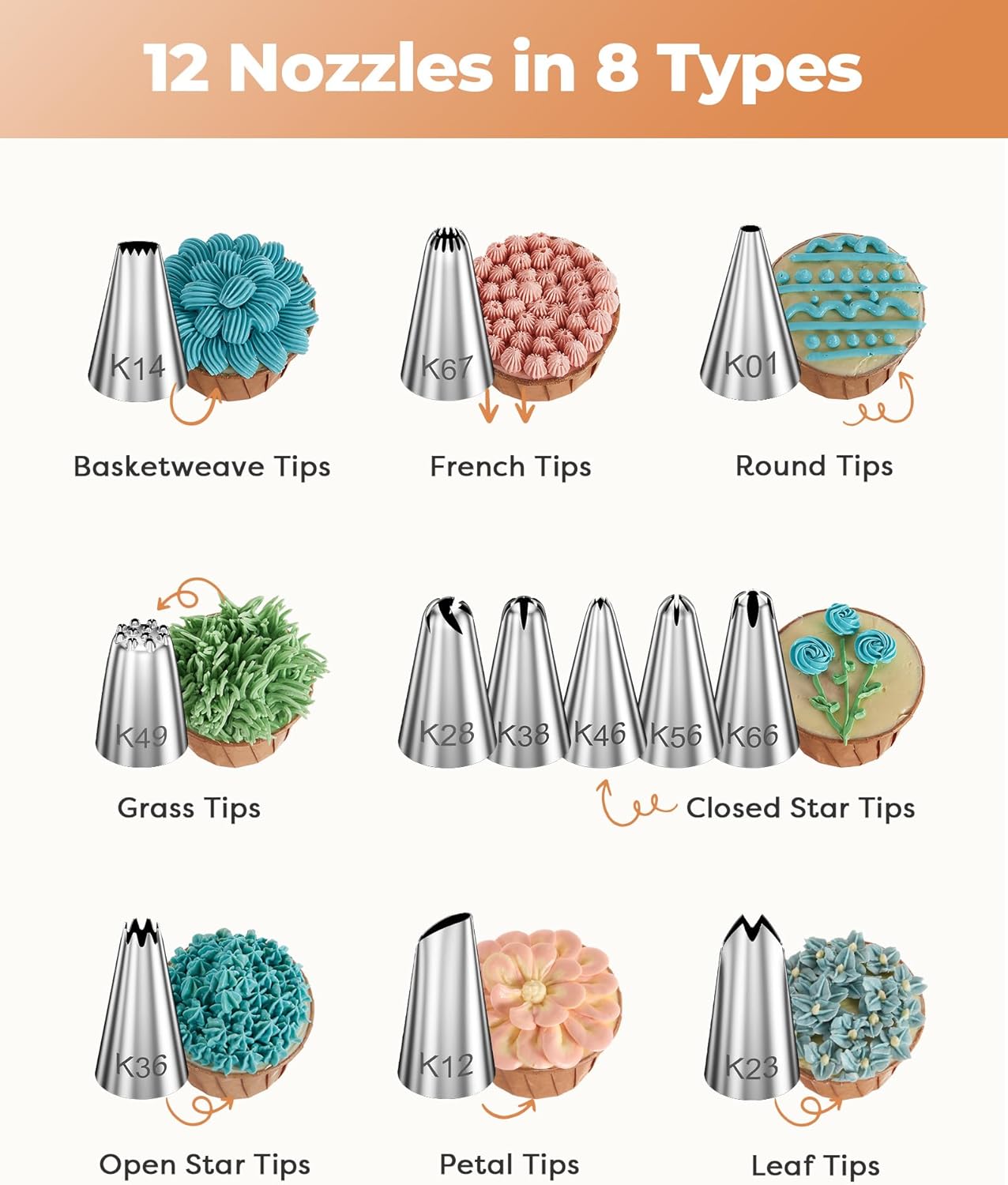 Kootek 71PCs Cake Decorating Kit, Baking Supplies Tools - Includes Cake Stand Turntable, 12 Icing Piping Tips, 2 Frosting Spatulas, 3 Scrapers, 50+2 Piping Bags, Coupler, Video Tutorial, Booklet