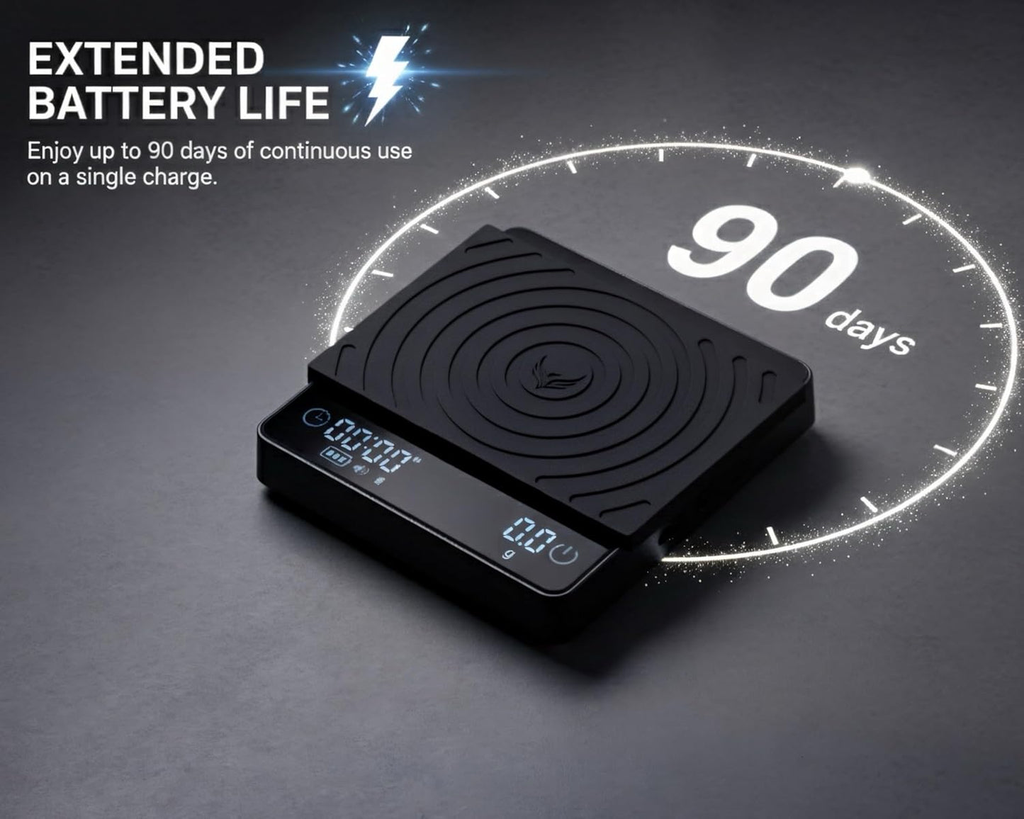 Smart Coffee Scale – Easy Use Digital Espresso Scale with Timer, Auto Tare & Flow Rate Indicator – Compact Rechargeable Weight Scale for Drip Coffee, Pour Over & Matcha