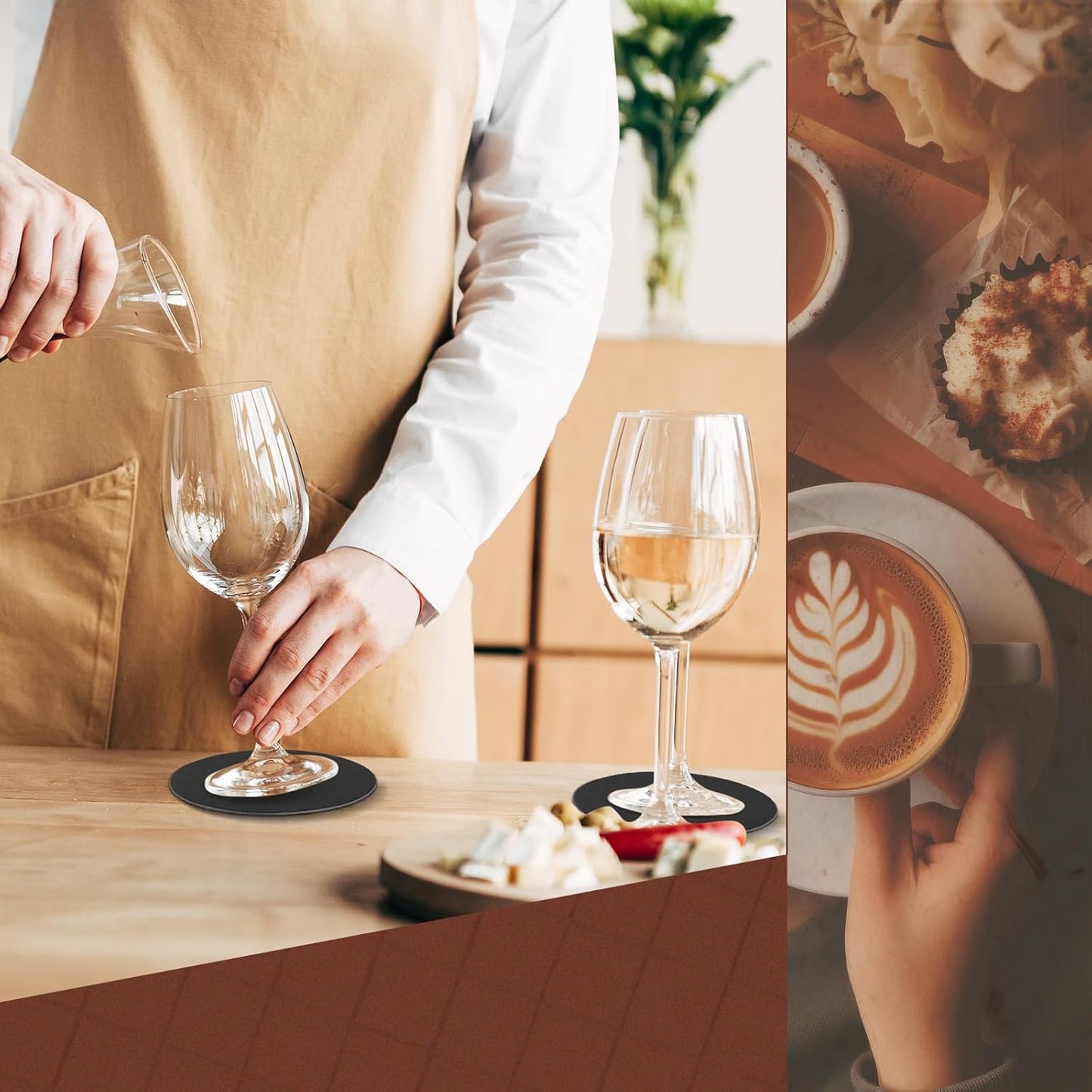 TaoBary 800 Pcs Disposable Paper Coasters Bulk 1MM, 4 Inch Round Cardboard Coasters Blank for Bar Drinks DIY Crafts Arts Wedding (Black)