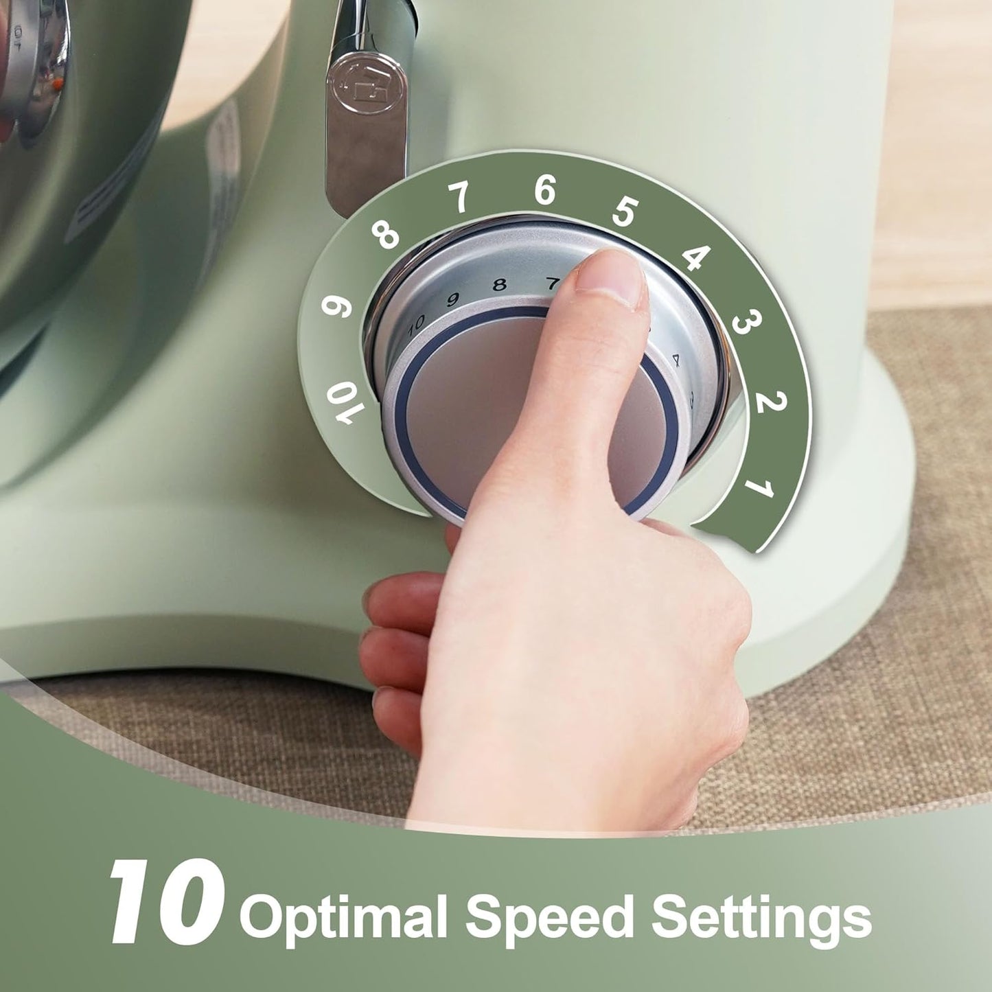 Kitchen in the box 7QT 900W 10-Speed Stand Mixer, Tilt-Head Kitchen Electric Mixer with Dough Hook, Whisk & Flat Beater(Pastel Green)