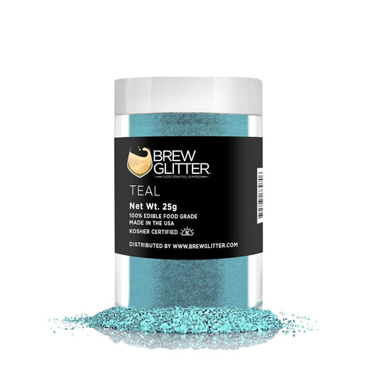 Teal BREW GLITTER Edible Glitter For Drinks, Cocktails, Beer, Garnish Glitter & Beverages | KOSHER & HALAL Certified | 100% Edible & Food Grade | Vegan, Gluten, Nut Free (25g, Teal)