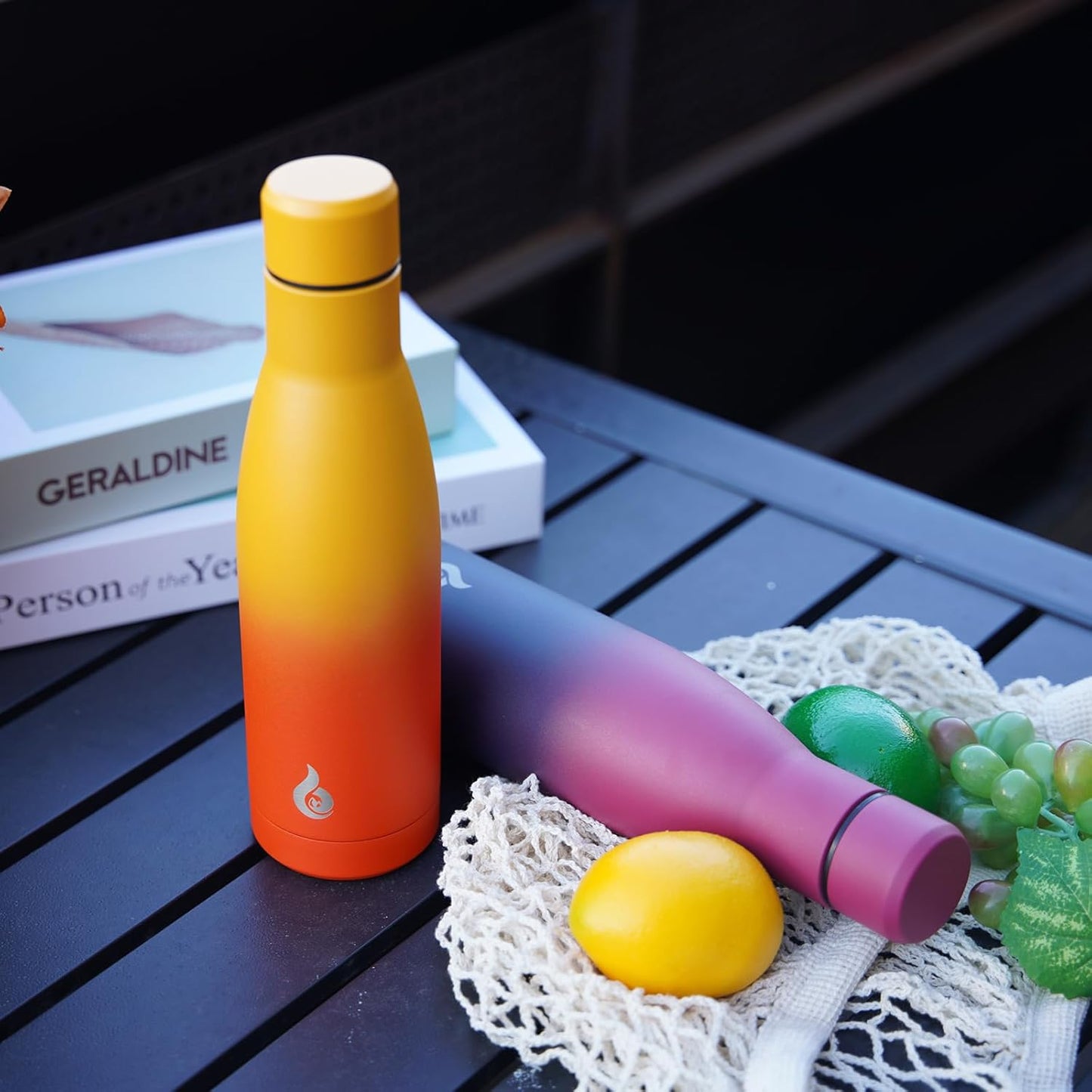 BJPKPK 25oz Insulated Stainless Steel Water Bottles Reusable Metal Travel Sports Water Bottle Keep Cold and Hot,Sunset Orange