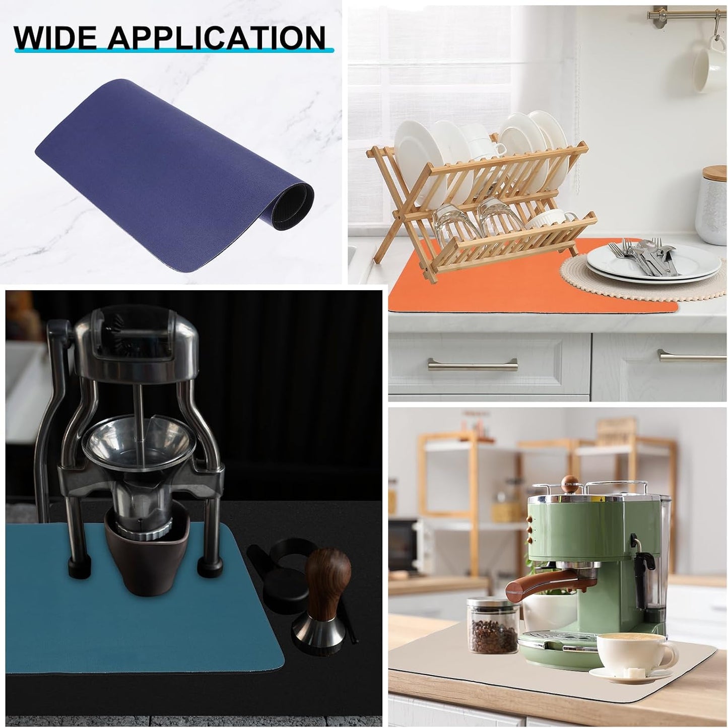 uxcell Silicone Mats for Kitchen Counter, 23.6" x 15.7" Non-Slip Countertop Protector Mat Heat Resistant Coffee Mat Waterproof Table Placemat, Dark Blue