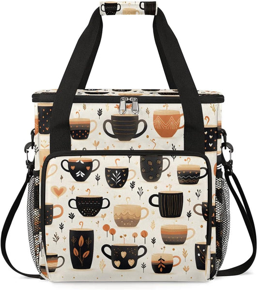 Coffee Maker Travel Bag Compatible with Keurig K-Mini or K-Mini Plus, Single Serve Coffee Brewer Carrying Case with Multiple Pockets for K-Cup Pods, Storage Bag With Shoulder Strap(Bag Only)