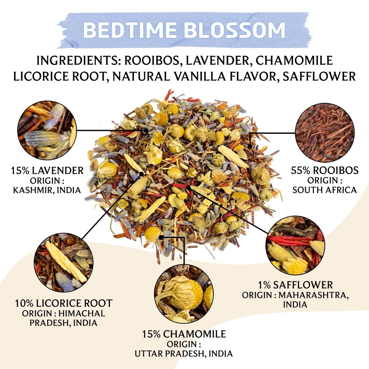 BREWIX, Bedtime Blossom Calming Tea For Sleep (50+ Cups) Herbal All Natural | Supports a Good Night’s Sleep | Night Time, Caffeine Free with Rooibos, Safflower, Chamomile and Lavender | Perfect for Bedtime | Relaxing Natural Nighty Night Sleeping Tea