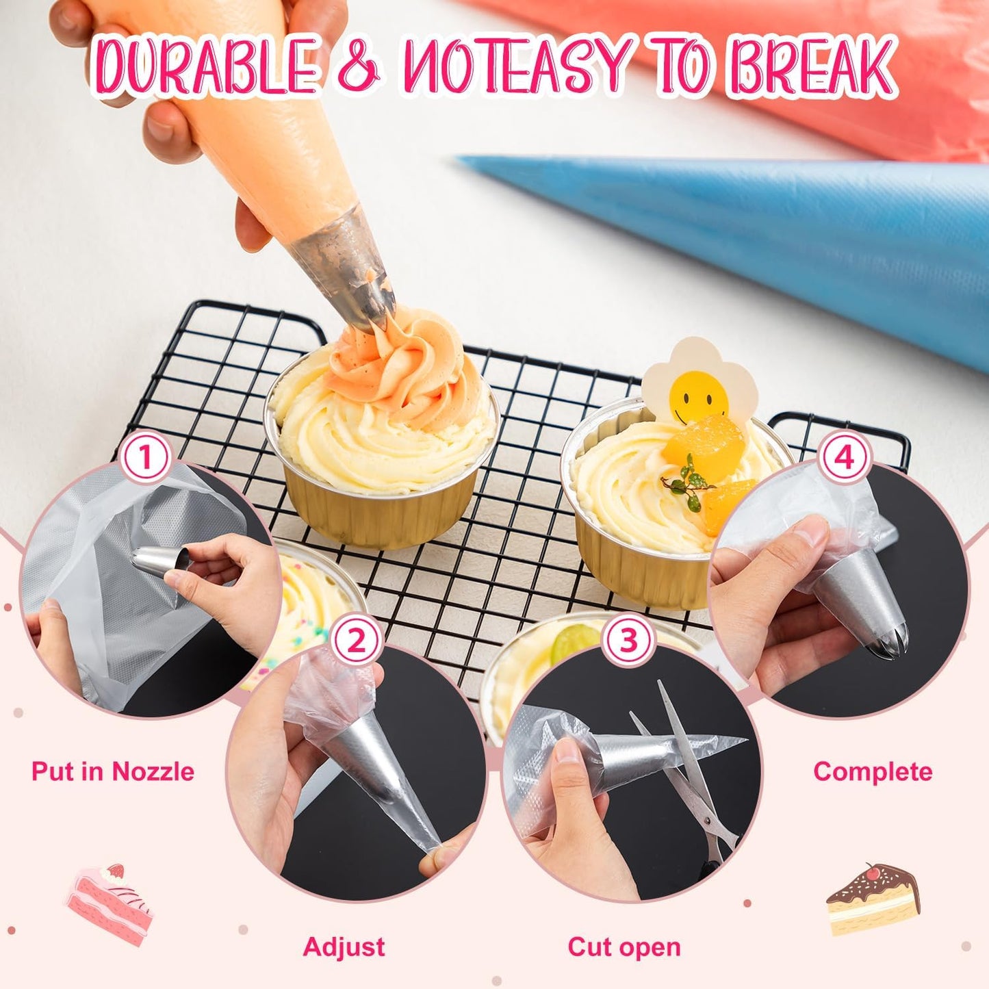 24 Inch Extra Large Piping Bags Disposable, 120Pcs Thickened Icing Piping Bags, Food Grade Cake Decorating Bags for Dessert, Pastry, Cookies, Cupcake Decorating