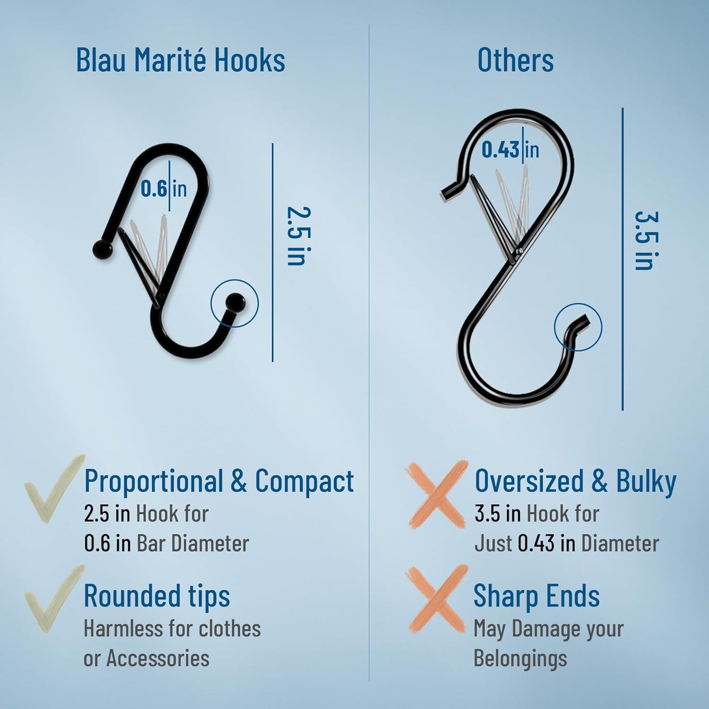 10-Pack Metal S Hooks for Hanging – Heavy-Duty S-Shaped Hooks with Safety Buckle – Fits Bars up to 0.6 In – Anti-Drop Hook for Kitchen, Pot Racks & Towel Bars – Gold (Small)