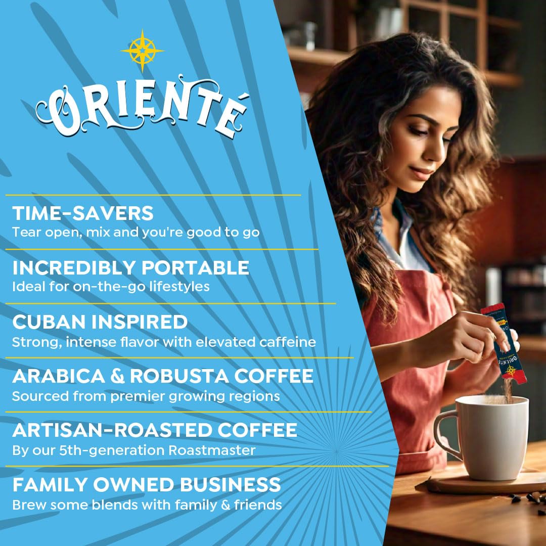 Oriente Cuban Coffee Roasters Variety Pack - 20 ct Instant Coffee (Cafe Oriente, Cafe Cubano, Cafe De Olla) - 100% Arabica Coffee for Hot or Iced Coffee