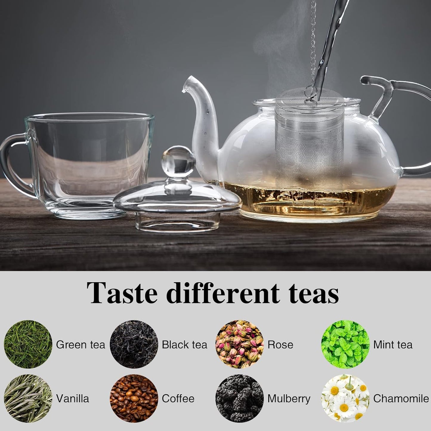 2 Pack Large Tea Strainers for Loose Tea, Tea Infusers for loose Tea Fine Mesh Stainless Tea Strainer Loose Leaf Tea Steeper for Black Tea, Spices and Seasonings