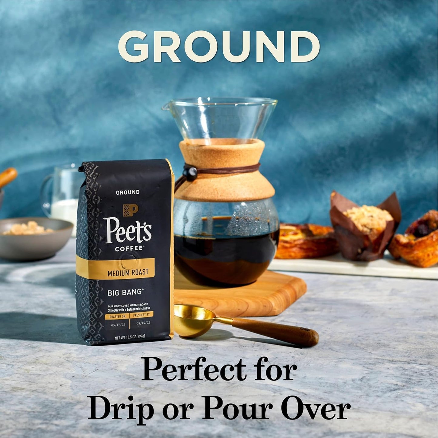 Peet's Coffee, Medium Roast Ground Coffee - Café Domingo 63 Ounces (6 Bags of 10.5 Ounces)