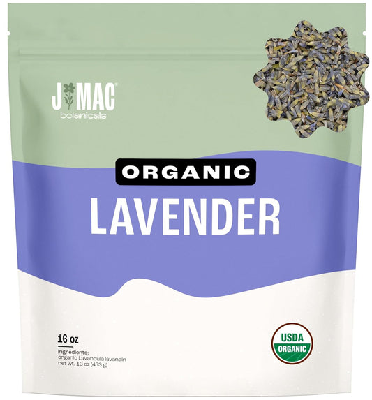 J MAC BOTANICALS, Organic Lavender Buds (16 oz, 1 Pound Bag) Bulk, Dried Flowers, Flower