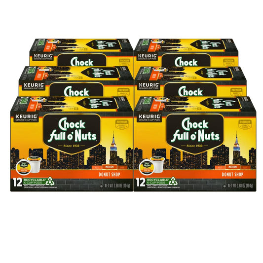 Chock Full o'Nuts Donut Shop Coffee, Compatible with K-Cup Pods, 12 CT (Pack of 6)