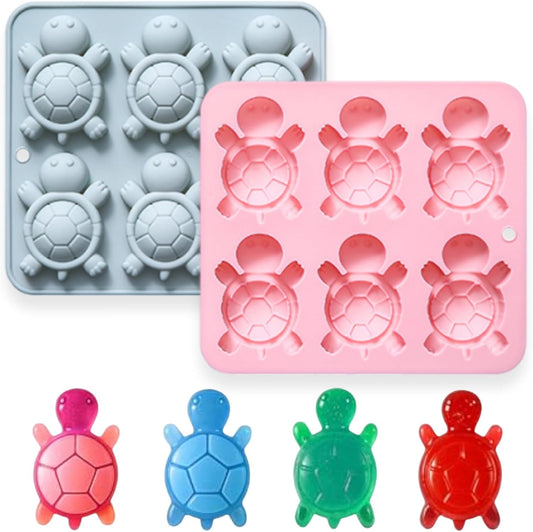 2 Pcs Turtle Ice Cube Molds, 6 Cavity Turtle Shaped Silicone Molds, for Chocolate, Candy, Jello, Wax Melts, Muffin, Cupcake Cake Decor, Gummies