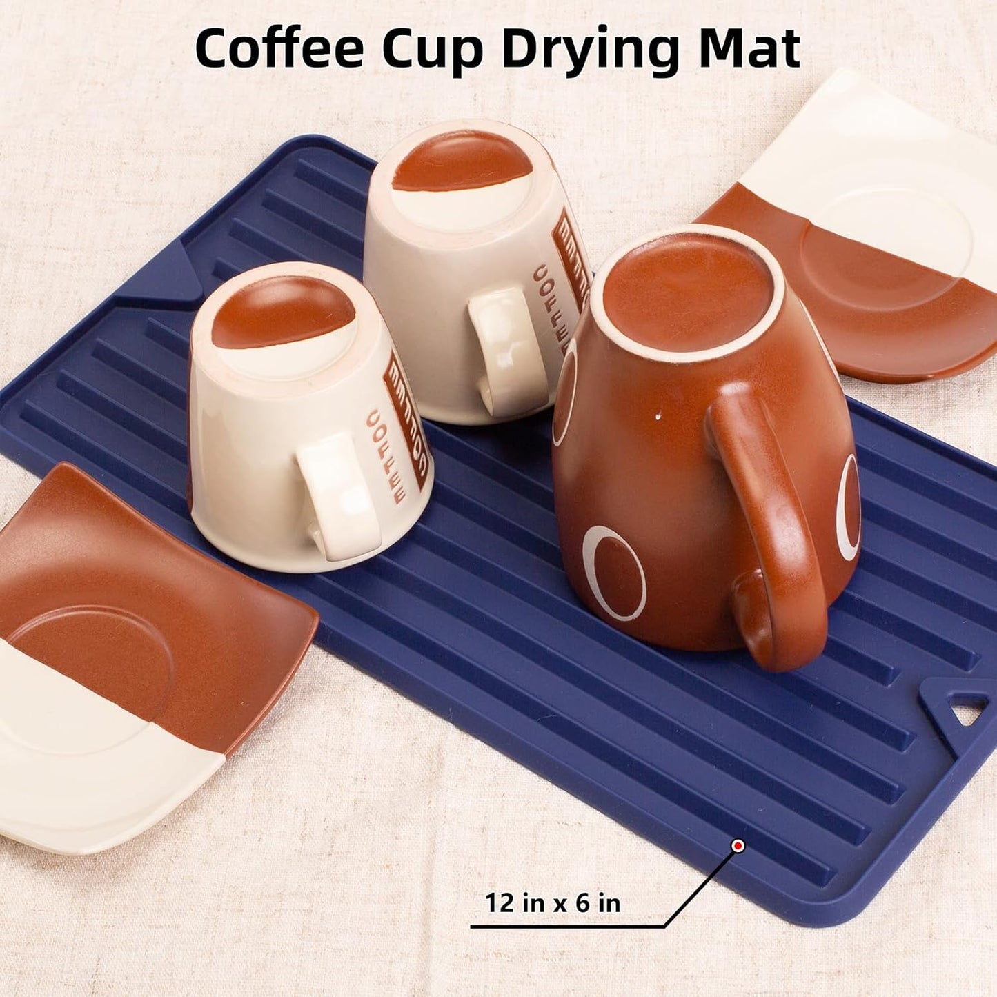 Dish Drying Mat, Mini Silicone Drying Mat for Kitchen Counter, Heat Resistant Silicone Mat for Countertop Protector, Super Thick Non-Slip Dish Drying Pad for Coffee Cup/Bottle/Glassware