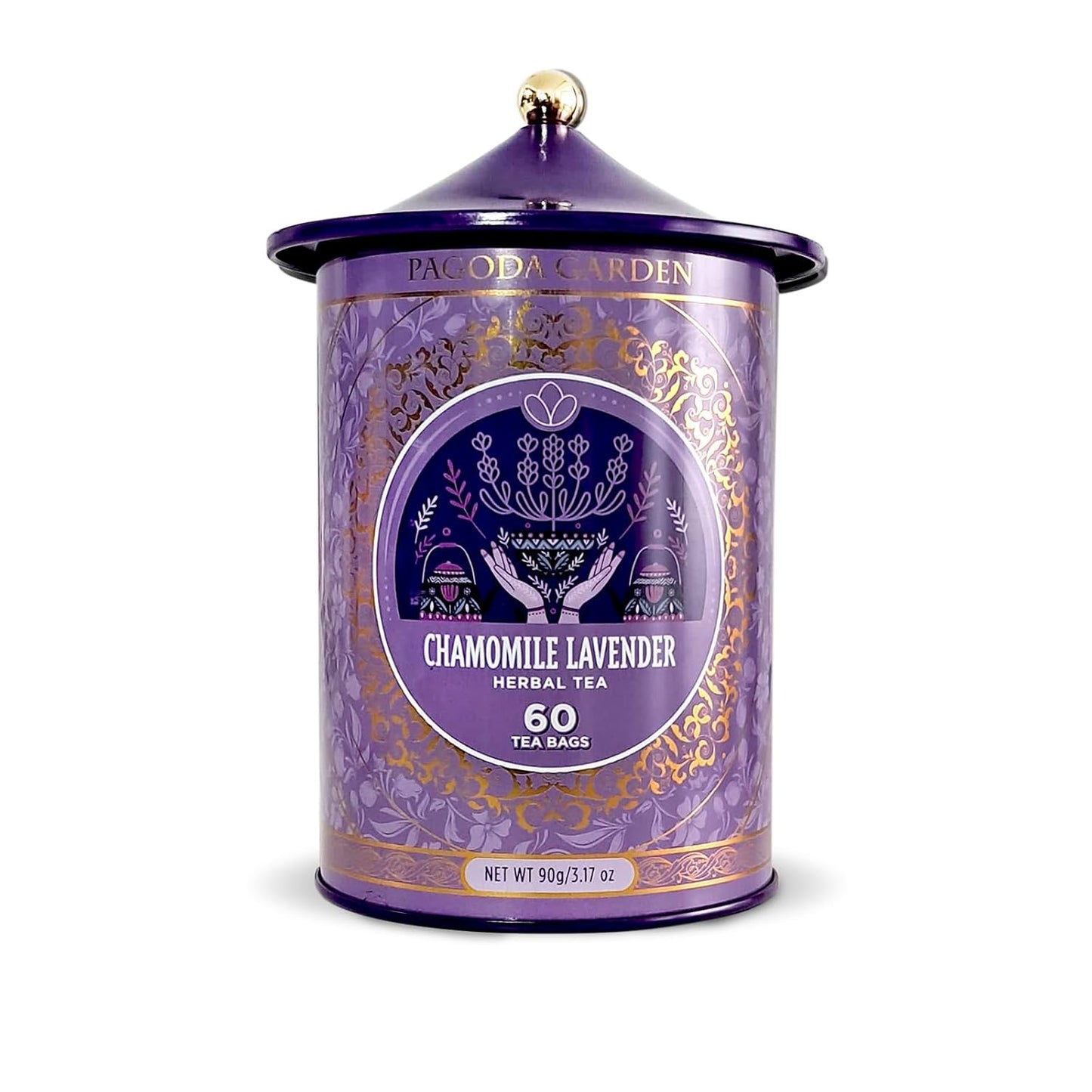 Life Plus Style Gourmet Pagoda Garden Chamomile Lavender Organic Herbal Tea Caffeine Free Hot or Iced Floral Blend Natural Delicious Sleep Tea 60 Tea Bags