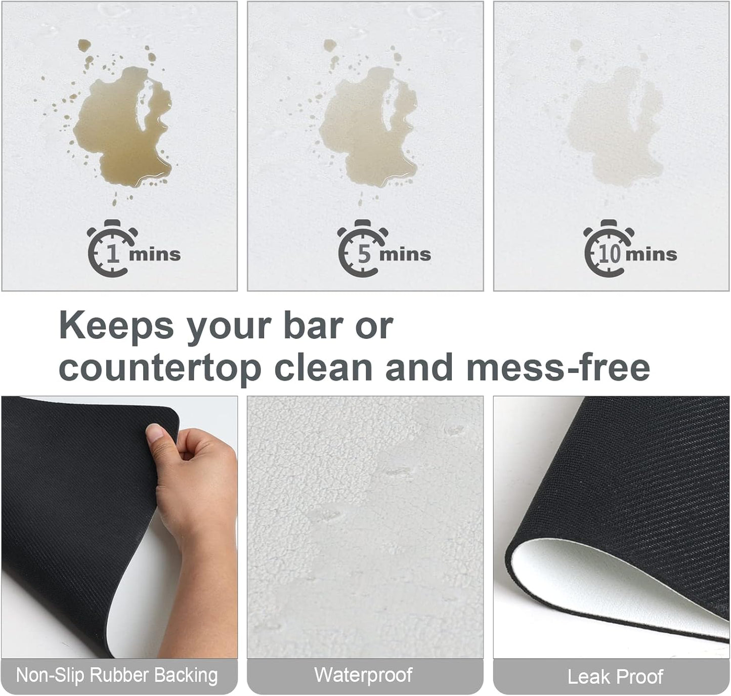 ZLR Coffee Mat - 12" x 20" Middle Kitchen Hide Stain Absorbent Dish Drying Mat for Countertop - Easy to Clean Coffee Bar Mat for Espresso Machine and Spill Protection - Milk White