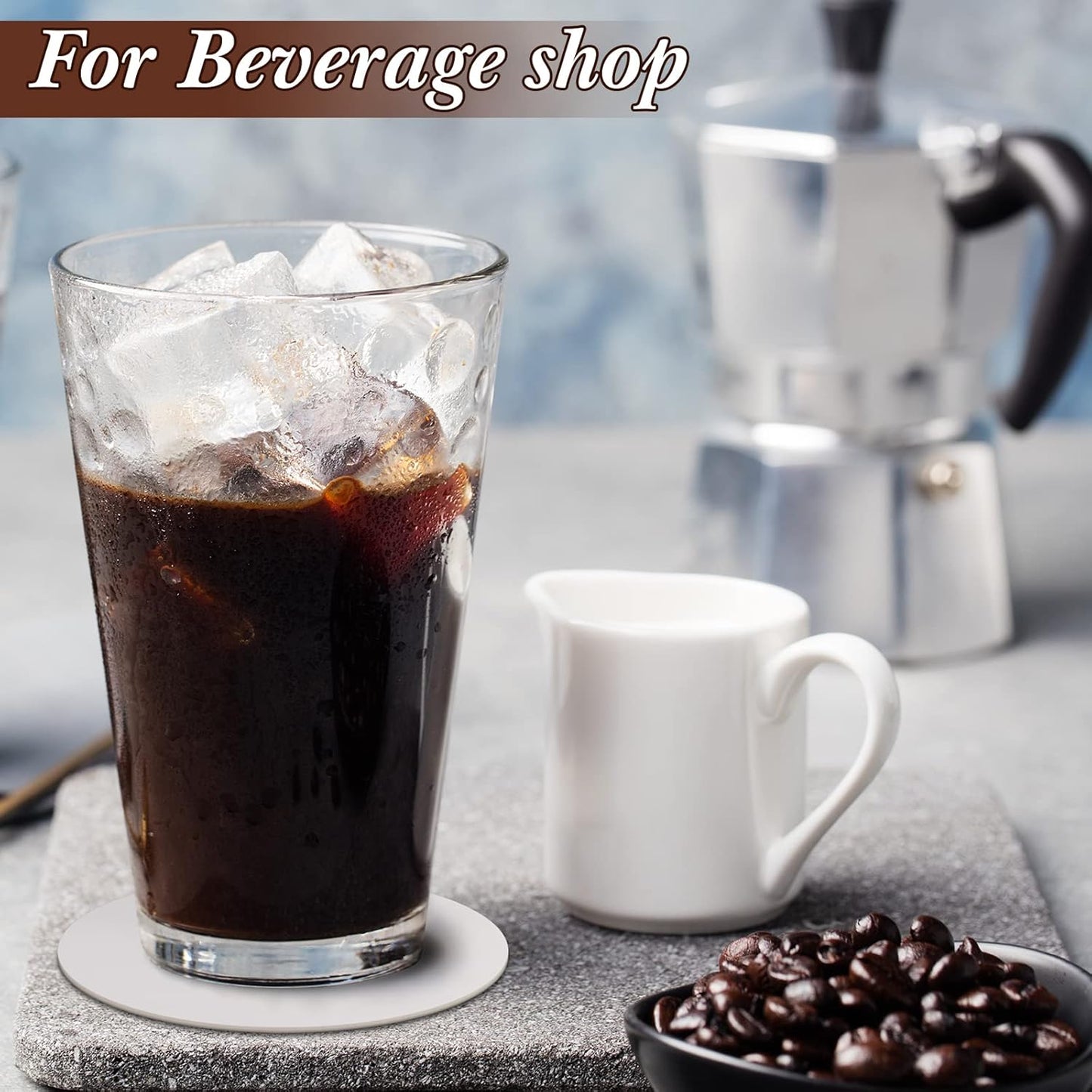 TaoBary 50 Pcs Disposable Paper Coasters Bulk 1MM, 4 Inch Round Cardboard Coasters Blank for Bar Drinks DIY Crafts Arts Wedding (White)