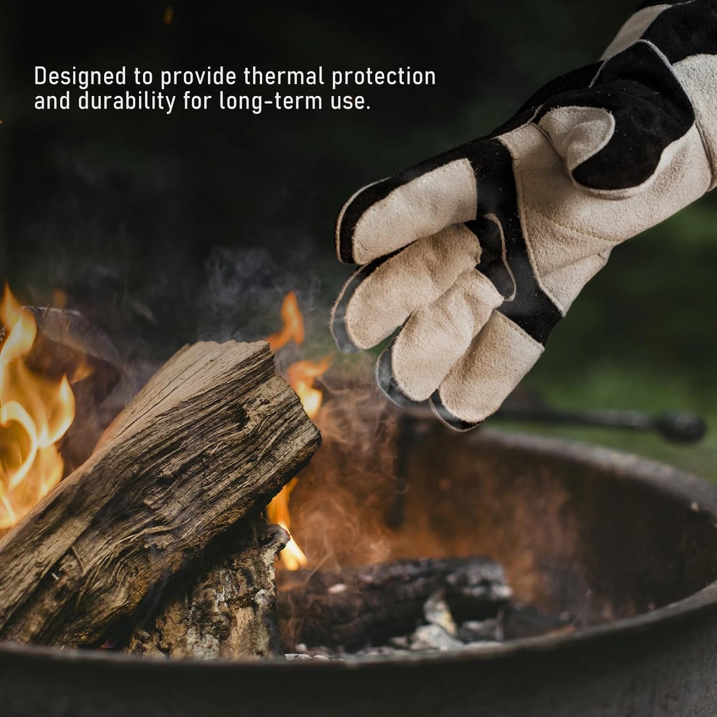 YESWELDER 23.6 Inches 932℉,Leather Forge MIG Welding Gloves, with Kevlar Stitching Heat/Fire Resistant, Palm Reinforcements, Forge,Grill, Fireplace Black-Gray