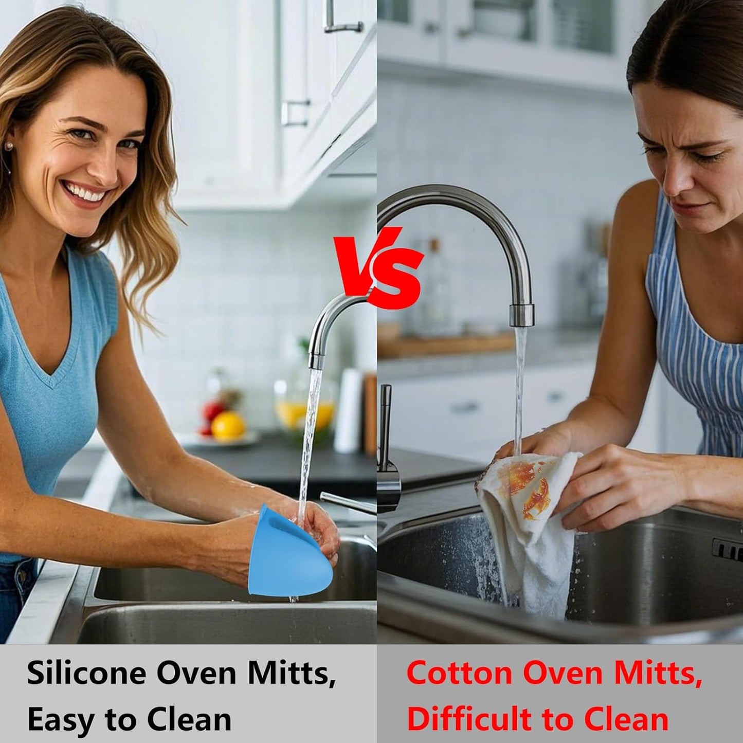 3 Pairs Oven Mitts Silicone Pot Holders Set Heat Resistant for Kitchen - Mini Silicone Oven Gloves Small Mittens Short Grips for Cooking & Baking, Blue