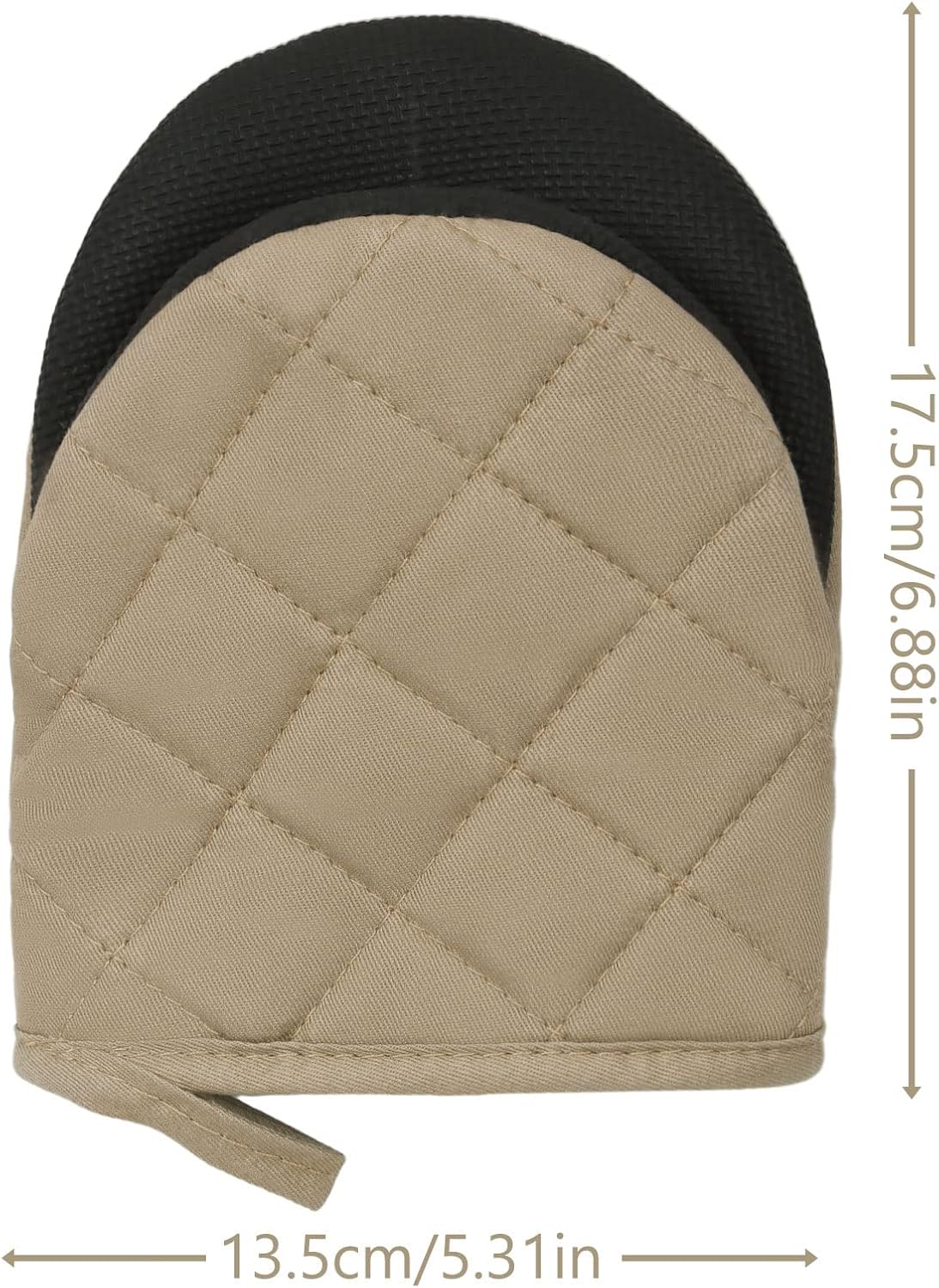 1 Pair Short Oven Mitts, Heat Resistant Silicone Kitchen Mini Oven Mitts for 500 Degrees, Non-Slip Grip Surfaces and Hanging Loop Gloves, Baking Grilling Barbecue Microwave Machine Washable