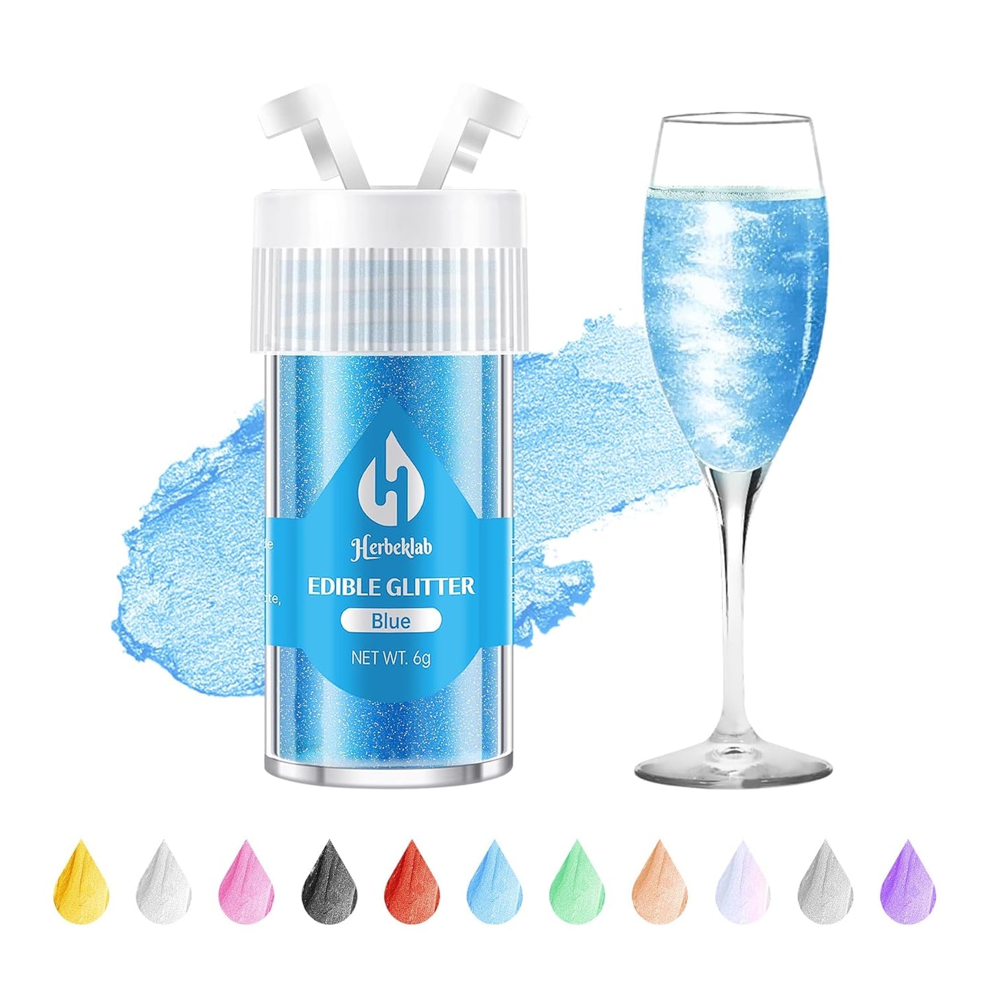 Blue Edible Glitter for Cocktails - 6g Blue Luster Dust Edible Drink Glitter Food Grade Metallic Shimmer Powder Sprinkles for Beverage Cake Chocolate Candy