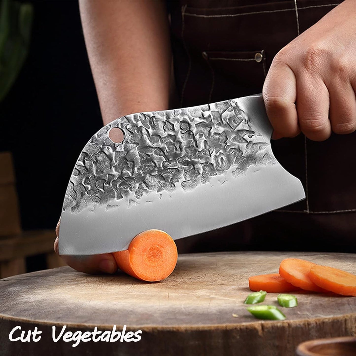 BLADESMITH Serbian Chef Knife 8“, Butcher Cleaver Hand Forged Blade, Handmade Non-Slip Ergonomic Wenge Wood Handle, Kitchen Gifts