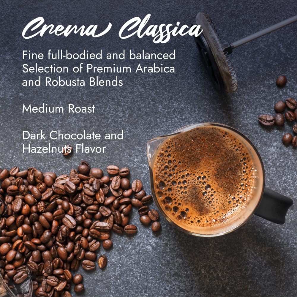 Caffe Borbone, Whole Bean Coffee Blend, Crema Classica, Medium Roast, Roasted and Freshly Packaged in Italy, 2.2 Pound Bag (Pack of 2)