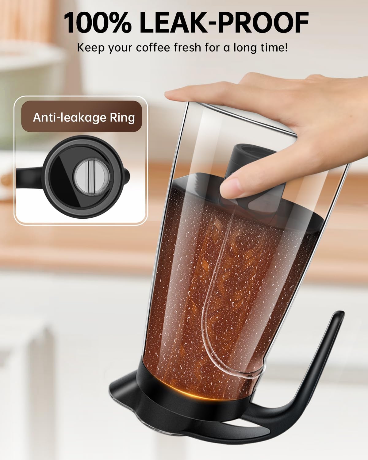 Cold Brew Coffee Maker, 70 oz (2100 ml) BPA Free Tritan Pitcher, Iced Coffee Maker and Tea Brewer, 100% Leak-Proof, Easy to Clean Reusable Mesh Filter, Black