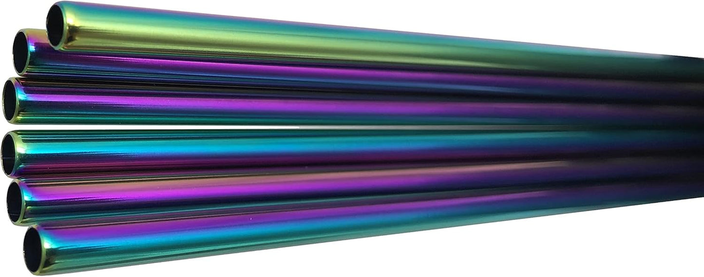 10 Pcs Stainless Steel Straws, Reusable Drinking Straws, Straight Metal Straw Sets with 2 Pcs Cleaning Brushes (8.5 Inch, Colorful)