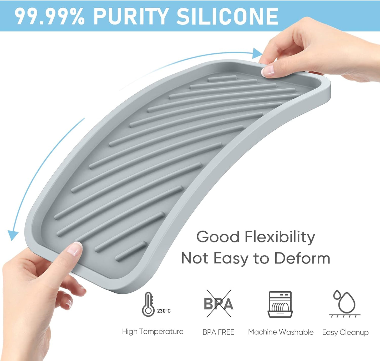 EG-SIPRO Kitchen Sink Organizer Tray,Sponge Holder for Kitchen Sink Bathroom Counter Tray Sponge Caddy Silicone Soap Holder for Soap Dispenser, Bottle, Dishwashing Accessories(2-Pack)