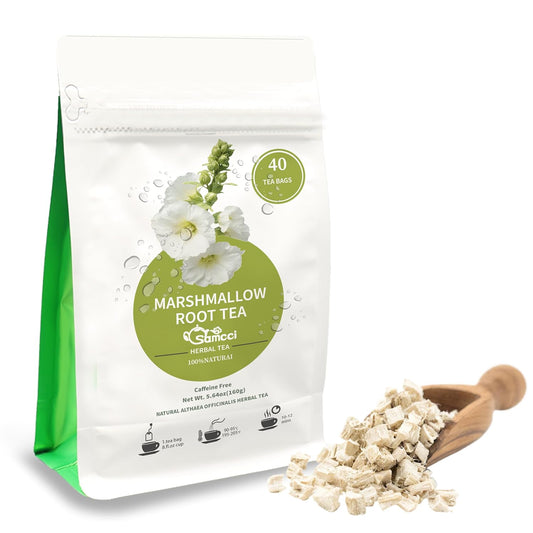 Samcci - Marshmallow Root Tea, 2g x 40 Tea Bags -100% Natural & Pure Dried Cut & Sifted Althaea Officinalis - No Sugar - No Caffeine - No Gluten - Vegan - Support Digestion & Respiratory