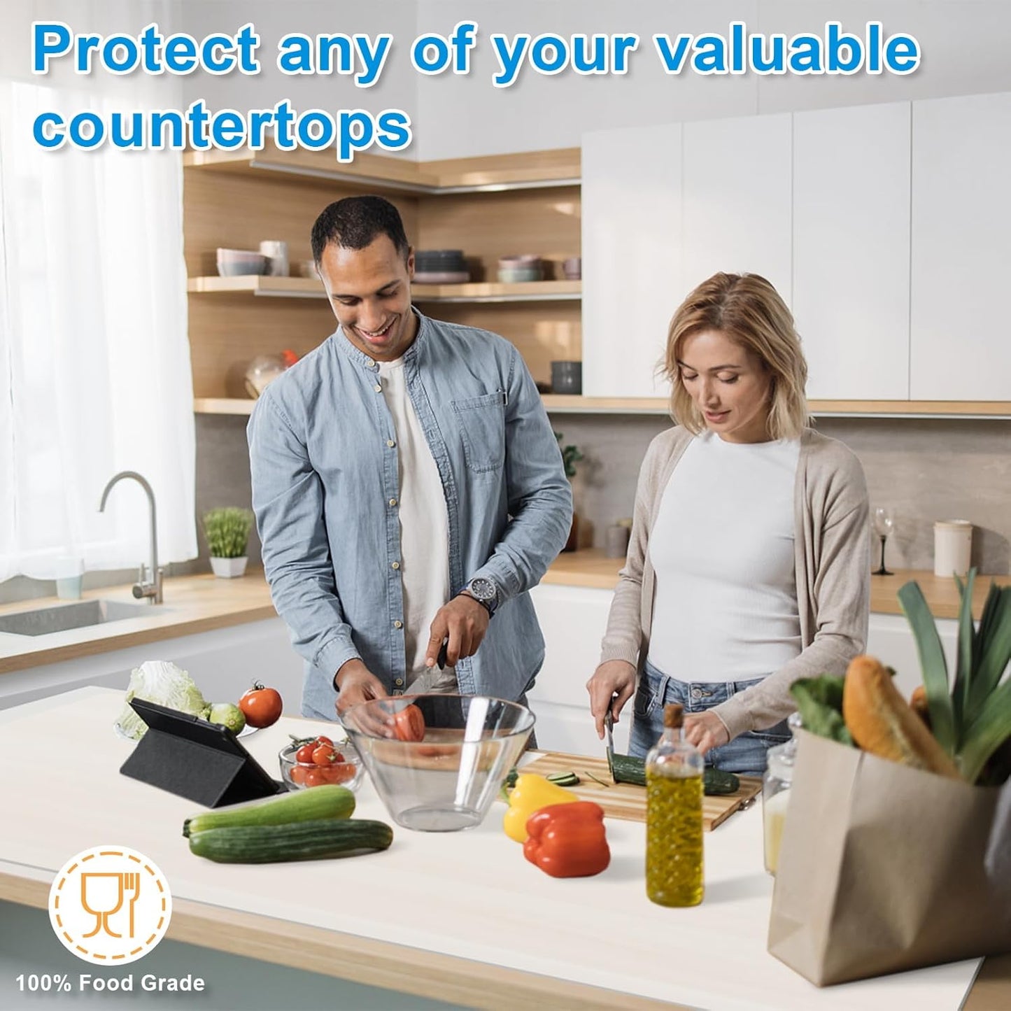 AECHY Silicone Mats for Kitchen Counter 47"x23.6"x0.08”, Largest Heat Resistant Mat Shipped Rolled Up Kitchen Island Silicone Countertop Protector Mat Nonslip Extra Large Counter Mat, Translucent