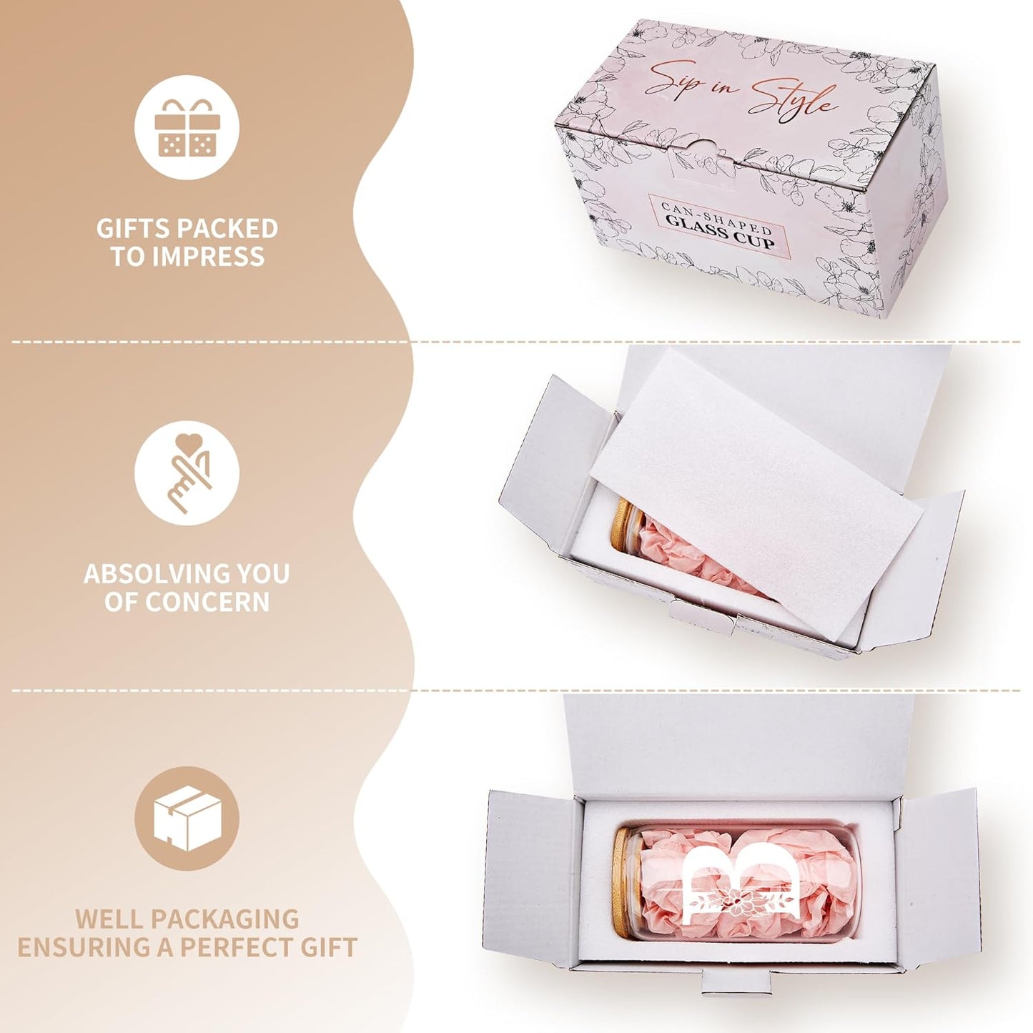 Personalized Gifts for Women, Monogrammed Glass Cups with Lids and Straws, Custom Tumbler, Cute Customized Mug, Aesthetic Stuff, Initial Iced Coffee Cup, Drinking Glasses, Birthday Teacher Gifts, P