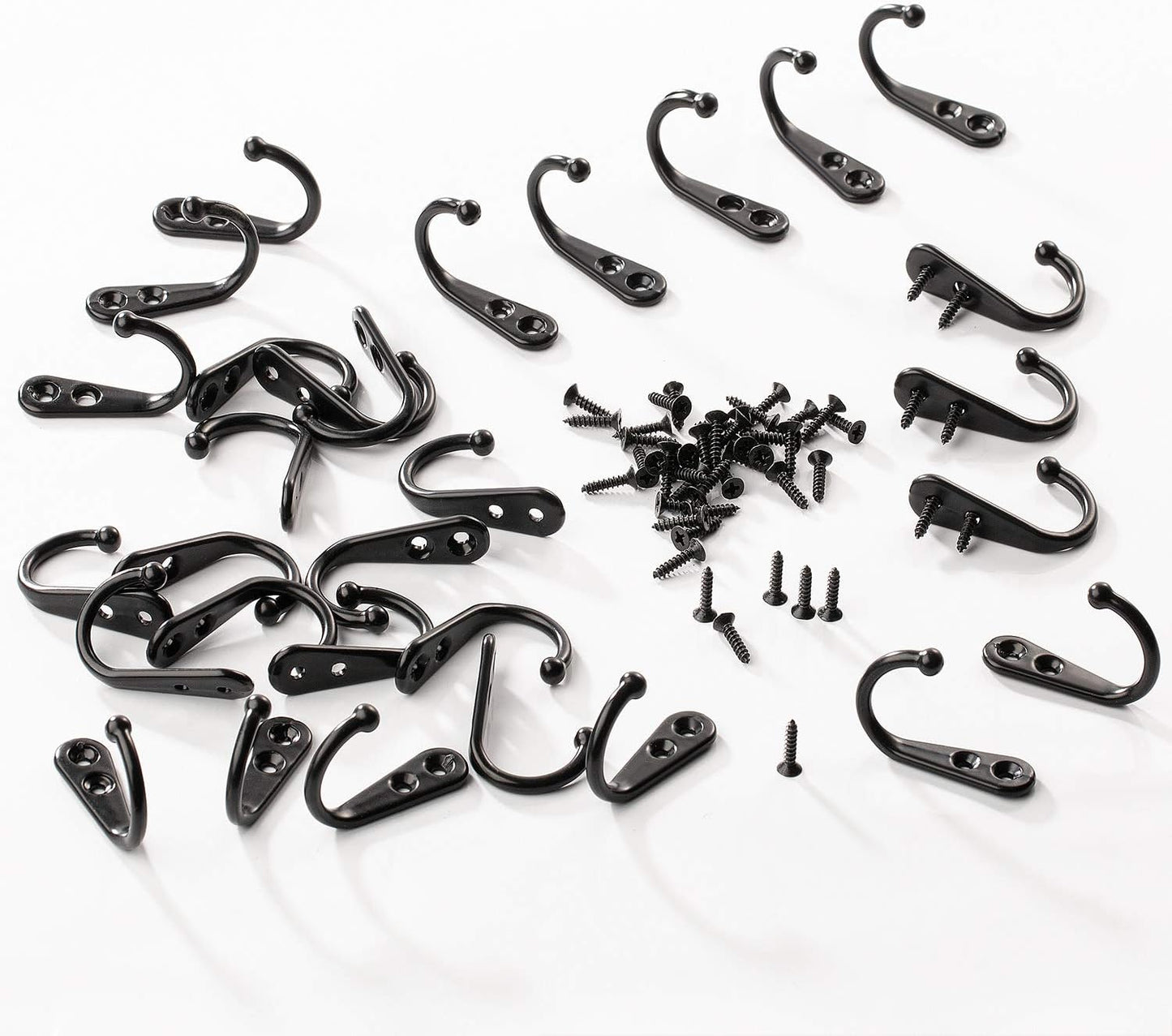 Yangbaga 30Pcs Wall Hooks for Hanging-Large Metal Coat Hooks with 60 Pieces Screws,Black Heavy Duty Wall Mounted Hook for Door Hook,Purse,Towel, Key, Robe, Coats, Scarf, Bag, Cap, Coffee Mugs