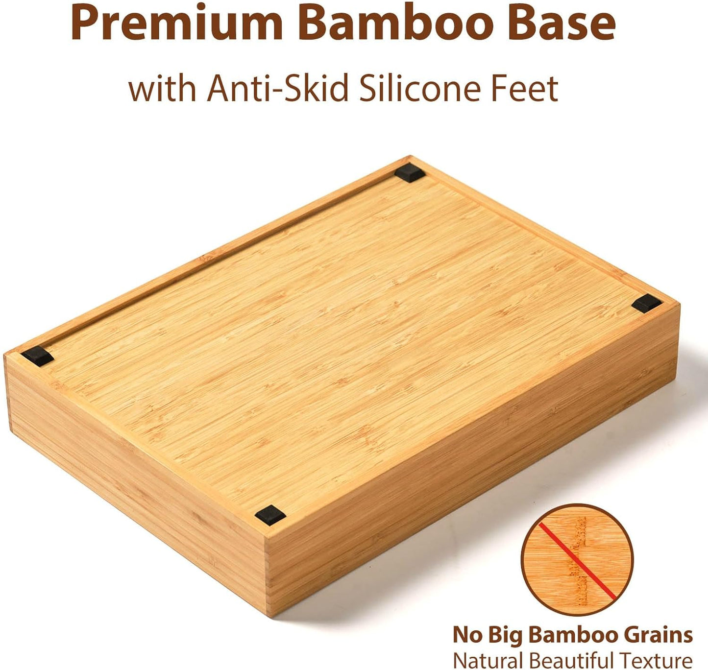 Umilife Bamboo Kitchen Drawer Organizer, 11 Inch Silverware Utensils Tray Holder with Grooved Dividers, 2.4" High Wood Caddy for Flatware Cutlery Knives