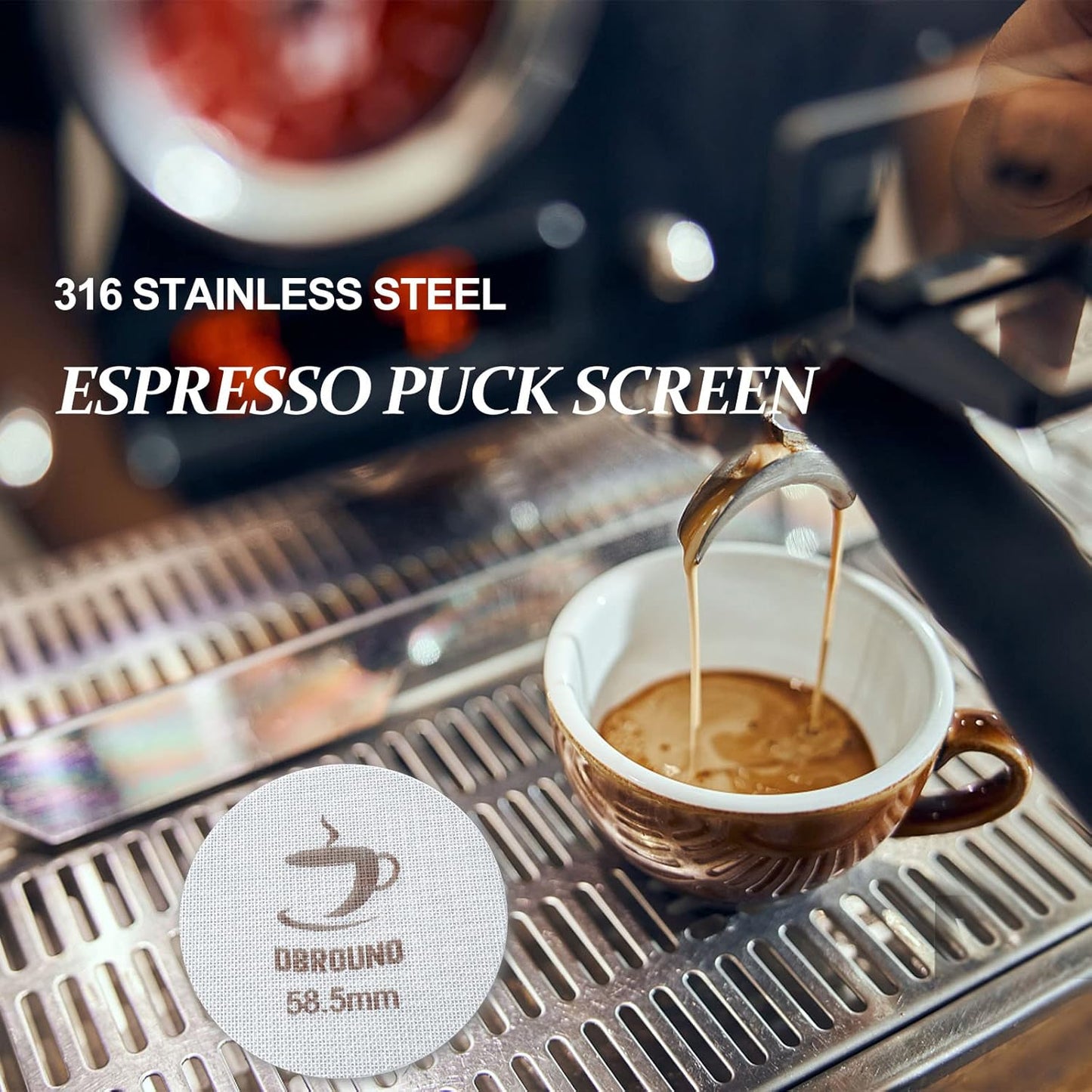 58.5mm Espresso Puck Screen - Coffee Maker Mesh Filter, Reusable 1.7mm 150μm Espresso Filter Screen, Professional Espresso Coffee Accessories for 58mm Espresso Portafilter Filter Basket