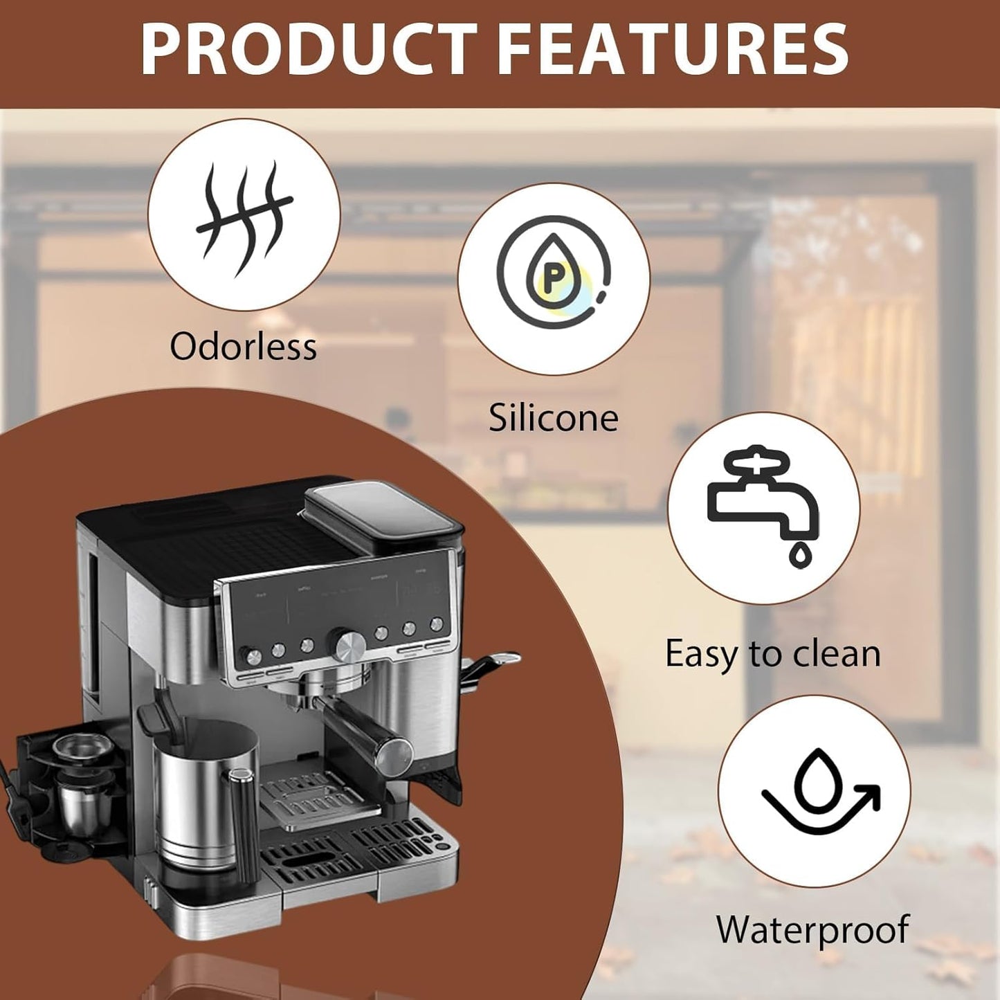 Top Mat for Ninja Luxe Espresso Coffee Machine ES601, Silicone Waterproof Non-Slip Coffee Mat Surface Protector Pad Espresso Machine Accessories