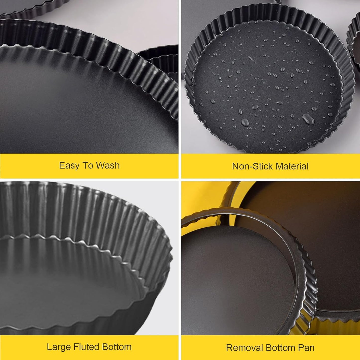 8 Inch Tart Pan Fluted Fruit Pie Pans With Removable Base Nonstick Coating Tarts Molds for Baking Supply For Pizza Tartlet Cake Quiche