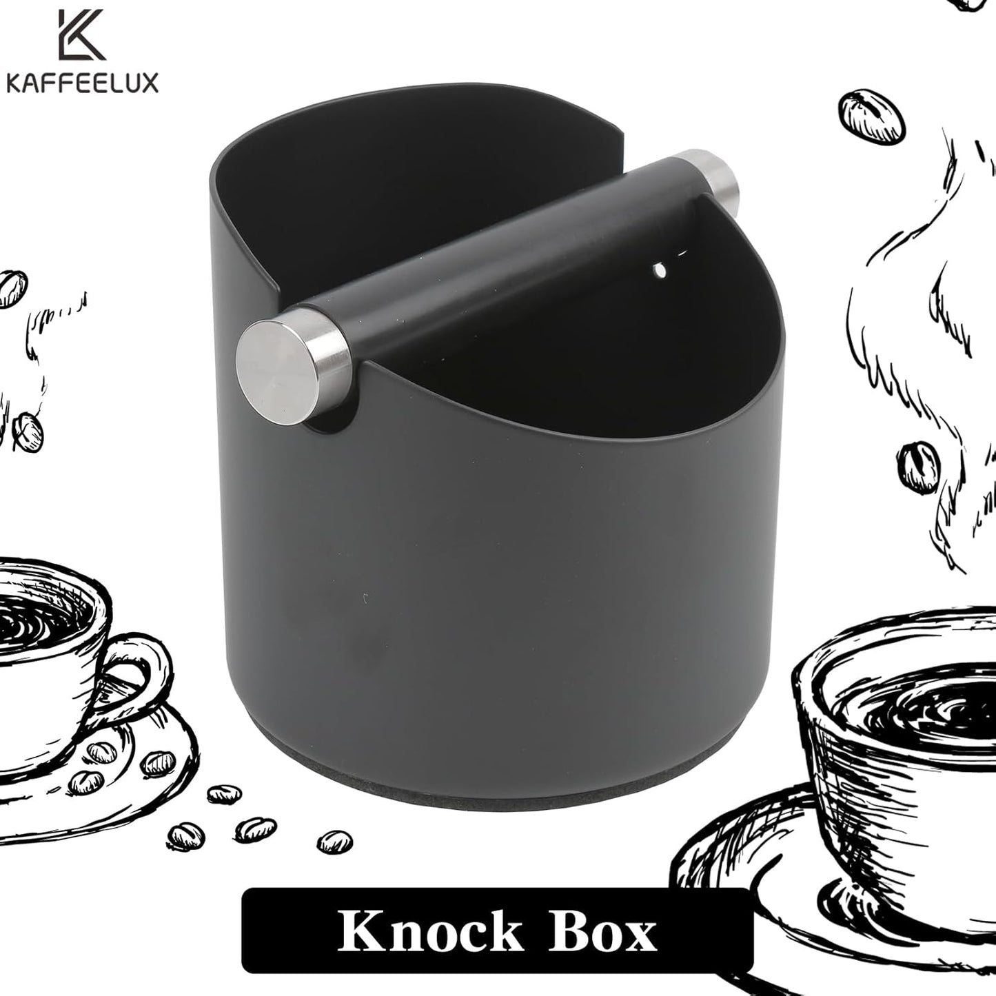 Italian Espresso Tapping Box, Stainless Steel Coffee Grinding Tapping Box, With Detachable Tapping Rod And Anti Slip Rubber Base (Black-S)