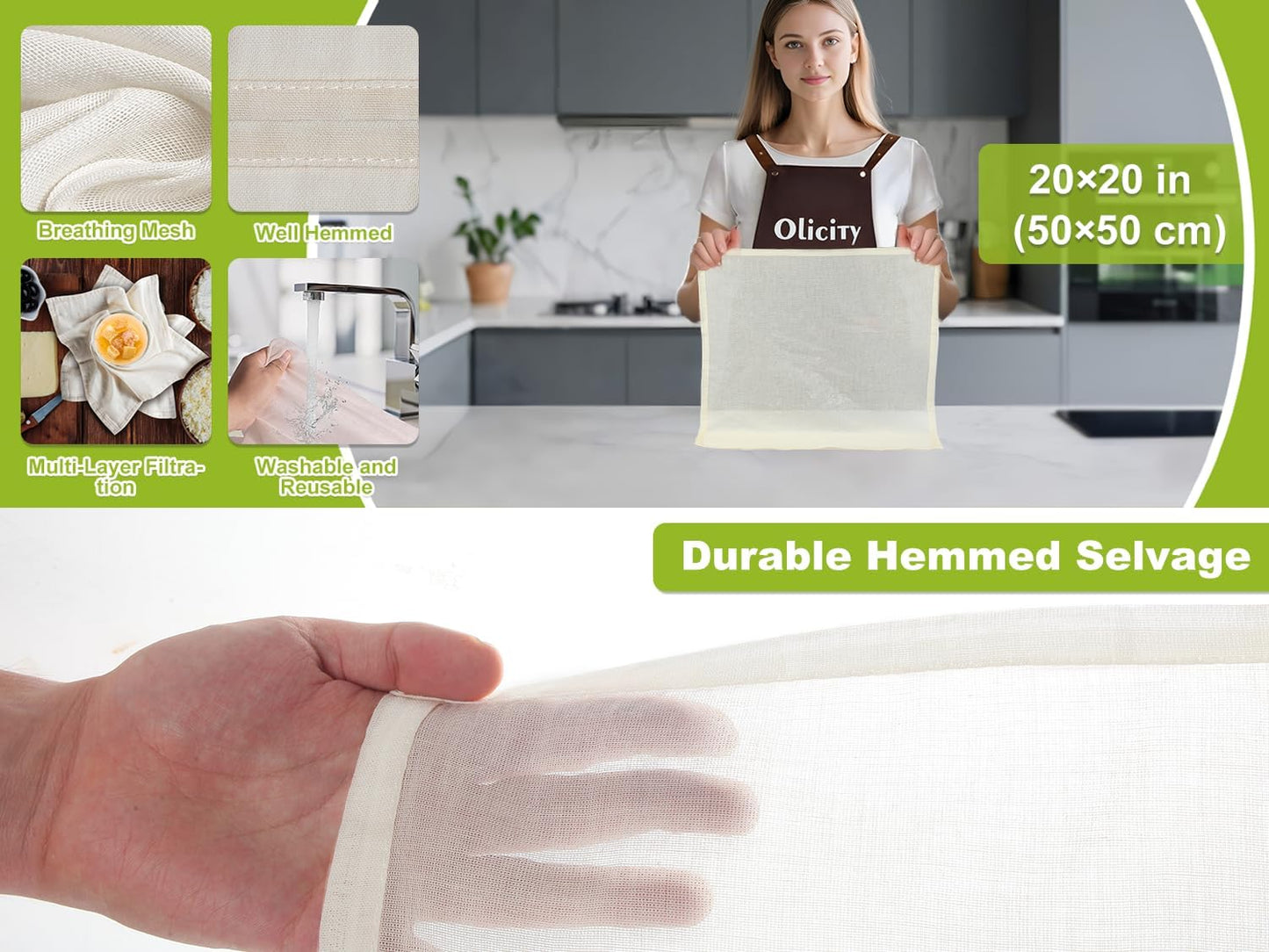 Organic Cheesecloth Bulk, GOTS Certified,10PCS,Grade 100,20x20Inch Hemmed Cheese Cloths Fabric Reusable Fine Mesh Cloth,100% Cotton Unbleached Muslin Bulk Cheesecloth Roll for Straining,Cooking,Yogurt