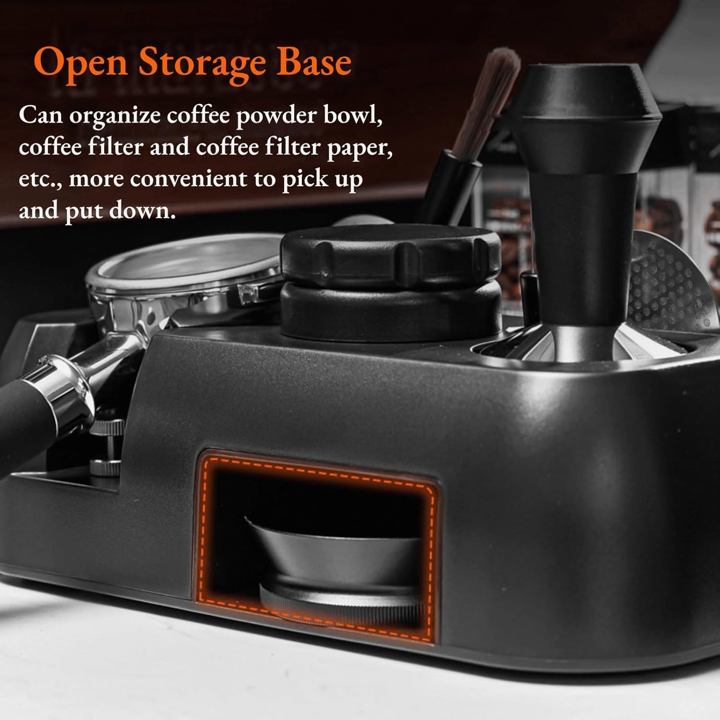 Multifunctional Tamper Station,Espresso Tamping Station,Non-slip Espresso Tamper Station Fit 51-58mm Tamper Distributor Portafilter,Tamper Holder,Fit Both Bottom & Bottomless Coffee Portafilter Holder