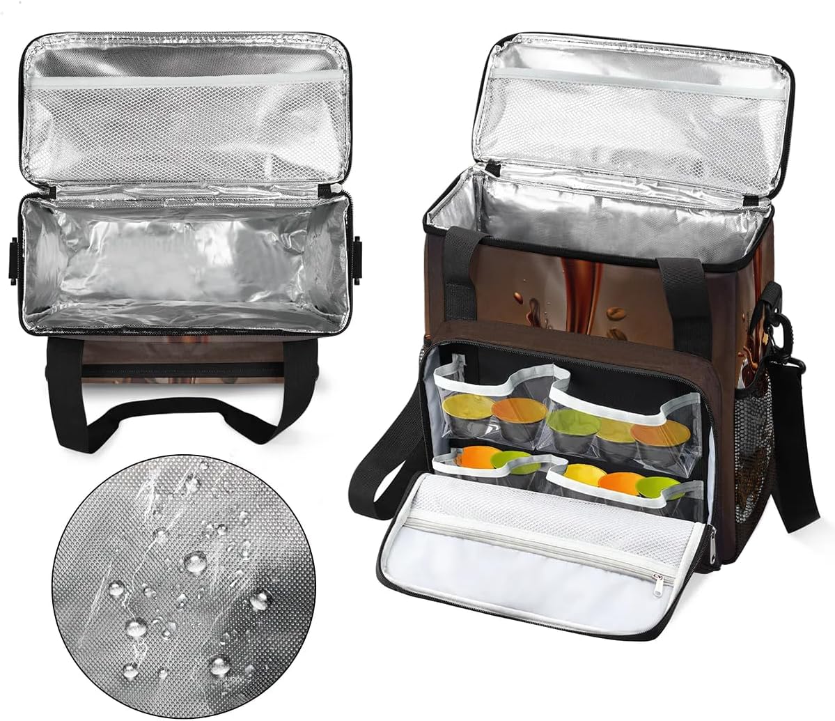 Hot Coffee Print Maker Carring Bag Coffee Travel Carrying Storage Tote Bag Compatible with Keurig K-Mini or K-Mini Plus Portable Single Serve Coffee Brewer Case for K-cup Pods