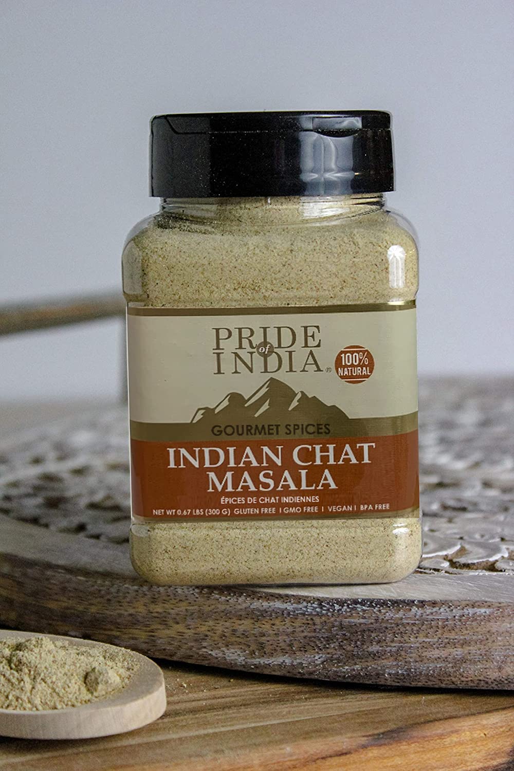 Pride of India – Indian Chat Masala Seasoning Spice – Ideal for Savory Dishes – Perfect Seasoning for Drinks/Salads/Fruits – Preservatives Free – Easy to Store – 8oz. Medium Dual Sifter Jar