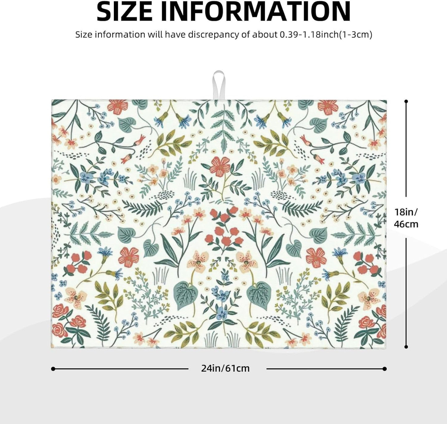 2Pcs Dish Drying Mats Faucet Mats Sets Large Size Coffee Mats Sink Faucet Mat Splash Guard for Kitchen Counter Bathroom Sink Coffee Bar Kitchen Decor (Wildflowers 1, 18"x24" 15" x 5.5"Set)