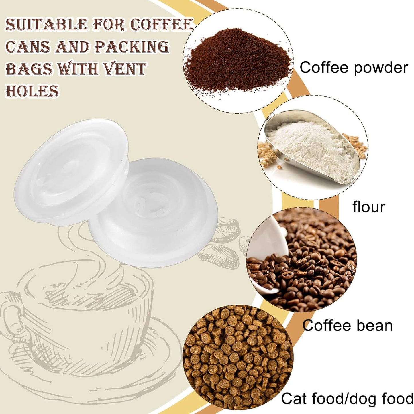 Tondiamo 22 Pcs Co2 Valve Filter Set Replacement for Coffee Canisters Airtight with 2 Rubber Rings, Degassing One Way Breather for Bean Container, Bag, Food Bags