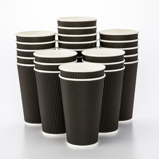 Restaurantware 12 Ounce Double Wall Disposable Coffee Cups, 500 Insulated Black Paper Tumblers with Rolled Rim Design, Lids Sold Separately for Hot Drinks like Tea, Hot Chocolate and More