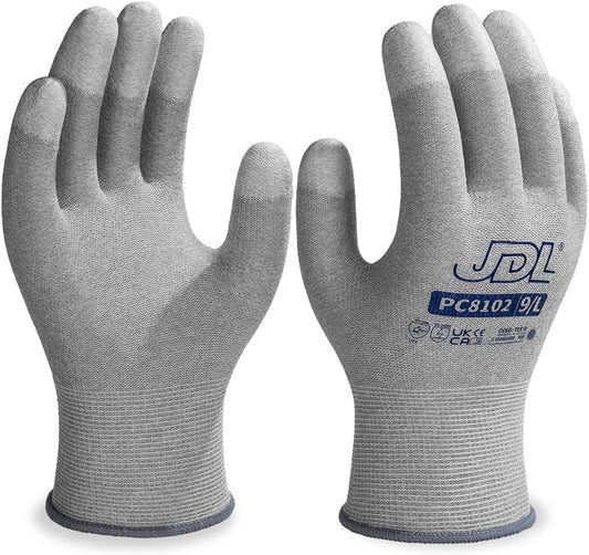 JDL ESD Work Gloves, Anti-Static Gloves for PC Building, Computer Installation & Repair, High Resistance Carbon Fiber Gloves, 36 pairs, Small